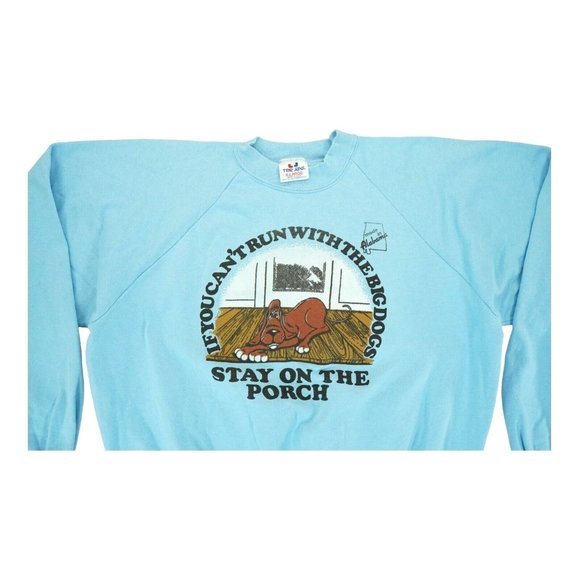 Vintage Sweater "If You Can't Run With The BIG DOGS Stay On The Porch" Sz XL - Picture 4 of 4